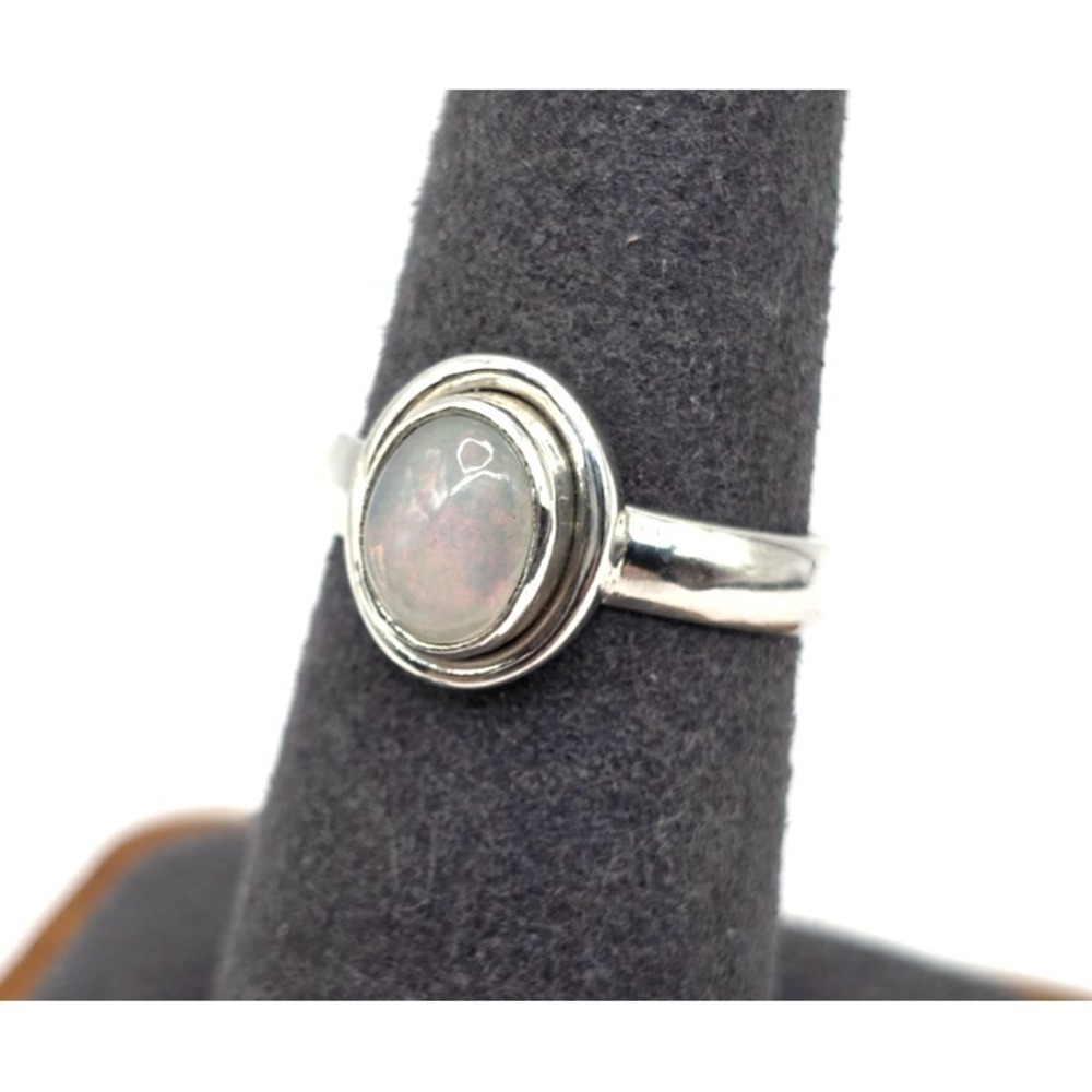 Genuine Ethiopian Opal Oval Ring Size 7.5 Sterling Silver 925 Handmade NWOT